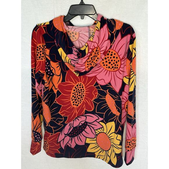 G.I.L.I. Brushed Jersey Hooded Sweatshirt Sweater Multi Floral Bright Bold XS - Picture 6 of 6